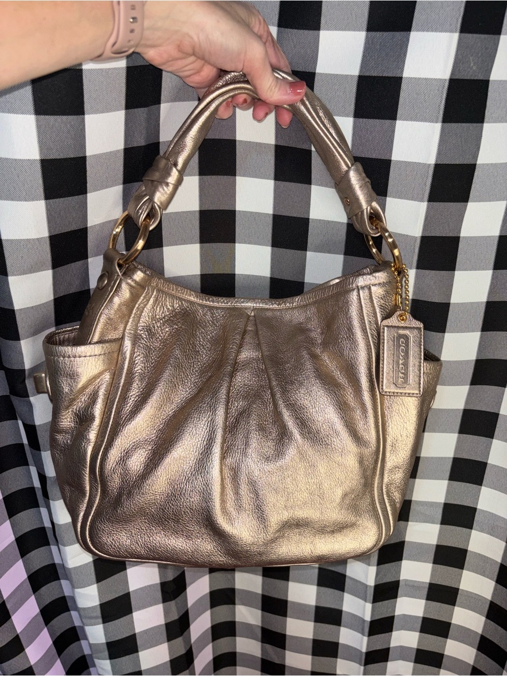 Coach Parker Metallic Rose Gold Leather Shoulder Bag 2008